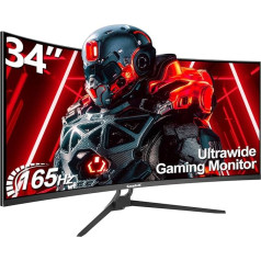 Gawfolk Izliekts spēļu monitors 34 collu UWQHD 3440x1440P, 1500R Ultrawide PC Screen 165Hz, izliekts datora ekrāns, VA, Display Port, HDMI, VESA 75 x 75 mm