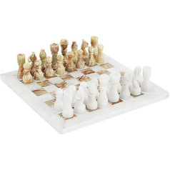 RADICALn Handmade White and Green Onyx Marble Chess Game Chess Set Gift for Him