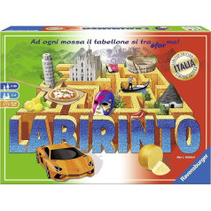 Ravensburger 26793 Labyrinth Italy, galda spēle, itāļu valodas versija, ģimenes spēle, 2-4 spēlētājiem, ieteicamais vecums 7+