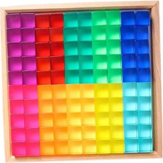 Ronyme Kraušanas spēļu komplekts Rainbow Acrylic Gemstone Dice, Rainbow GEM Cube Building Blocks, gludas kraušanas spēļu klucīšu komplekts bērniem, 100 gabaliņi + 10 kartes, Jelly Style