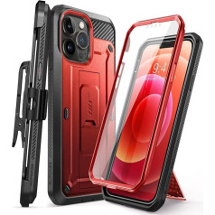 SUPCASE Lauko dėklas iPhone 13 Pro (6,1 colio) mobiliojo telefono dėklas 360 laipsnių apsauginis dėklas su buferiu [Unicorn Beetle Pro] su ekrano apsauga 2021 (raudonas)