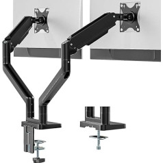 IMtKotW 2 monitoru stiprinājums 17-35 collu ekrāniem, 2 monitoru stiprinājums, regulējams augstums ar 16 kg uz vienu roku, noliecams, pagriežams un grozāms monitora stiprinājums uz galda, VESA 75/100 mm