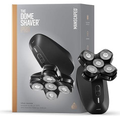 MANSCAPED® The Dome Shaver™ PRO vīriešu skuveklis ar 5 rotējošām SkinSafe® šķērēm ar FlexAdjust tehnoloģiju, ūdensizturīgs, uzlādējams ar USB-C/ indukcijas ierīci, darbojas ar akumulatoru, ceļojuma fiksators