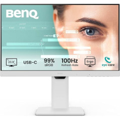 BenQ GW2486TC 61,0 cm IPS 1080p mājas biroja monitors, FHD, USB-C (65 W Power Delivery), 100 Hz, Eye-Care, Ergo dizains, USB koncentrators, Daisy Chain, augsts atsvaidzināšanas ātrums, 99% sRGB, HDMI, DisplayPort, TÜV