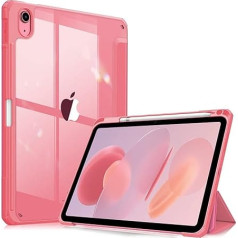 Fintie Hybrid Case for iPad 10th Generation 2022 (10,9 collu) ar zīmuļa turētāju - triecienizturīgs aizsargvāciņš ar caurspīdīgu cieto aizmugurējo vāciņu - rozā krāsā