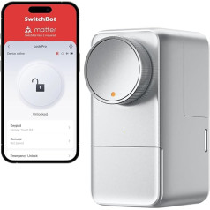 SwitchBot Smart Lock Pro Silver Smart durvju slēdzene, elektroniska durvju slēdzene priekšējām durvīm, ātri uzstādāma uz esošās durvju slēdzenes, durvju atvēršana, izmantojot lietotni, Alexa, Google - nepieciešams centrmezgls