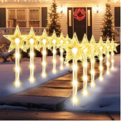 MaxAwe Pack of 12 Star Fairy Lights LED Outdoor, 8 Modes 48 LED Garden Light Sticks Star Illuminated, Waterproof Christmas Path Marker Christmas Lighting Decoration for Outdoor and Indoor Garden