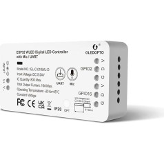 GLEDOPTO ESP32 WLED Digital Strip Light Controller ar MIC funkciju DIY Light Effect 100+Support WS2811, SK6812, SM16703P, WS2812B utt. Lentes gaisma DC5-24V (dizaina gaisma)