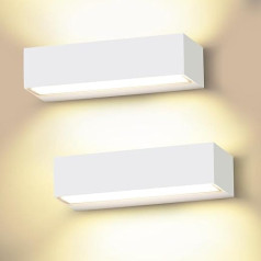 Cwycfw Pack of 2 36 W LED sienas lampas iekštelpu/āra 30 cm modernas sienas lampas uz augšu uz leju silti balta 3000 K balta āra sienas lampas LED IP65 ūdensizturīgs