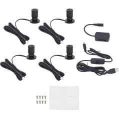 Fockety 4 Pack Mini Spot Light, 360° rotējoša, aptumšojama LED starmešu gaisma ar reostatslēdzēju, USB 5V akcenta gaisma, attēlu gaisma augiem, juvelierizstrādājumu vitrīnai, gleznošanai, modeļu plauktiem (balta)