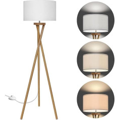 BBHome koka stāvlampa, dzīvojamā istaba, skandināvu stāvlampa ar E27 9 W LED spuldzi, balts abažūrs, stāvlampa, moderna stāvlampa viesistabai, guļamistabai, kabinetam un birojam