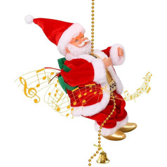 UCAMP Climbing Santa Claus on a Rope Indoor and Outdoor Electric Santa Claus Climbing Santa Claus Christmas Decoration Plush Doll Toy for Walls Windows Garden and Christmas Tree