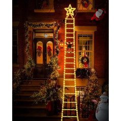 LED Santa Claus Ladder Fairy Lights, 3 Metres LED Christmas Lighting Outdoor, 315 LEDs Fairy Lights Christmas Tree Window 8 Modes Warm White Christmas Decoration with Timer for Christmas, Patio,