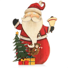 com-four® Decorative Stand for Christmas - XL Wooden Santa Claus to Stand Up - Christmas Decoration for Decorating and Giving (01 Pieces - Santa Claus 44 cm)