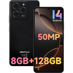 Ulefone Note 20 Pro Mobilais telefons Android 14, 8GB RAM + 128GB ROM/SD-1TB, 50MP + 8MP kamera Octa Core 6,75 collu HD+ Widevine L1, 6000mAh akumulators, Dual SIM 4G viedtālrunis bez līguma GPS/OTG/Face