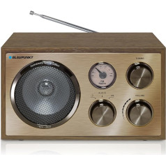 Blaupunkt RXN 180 Nostalģisks radio ar PLL FM radio, Bluetooth, AUX-IN, ērtu vadību, augstas kvalitātes vadības pogām un koka korpusu jaudīgai skaņai, misiņš