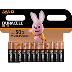 1 X DURACELL 15071702 BATERIJA - ALKALINE AAA PLUS 12PK - 12 gab. iepakojums