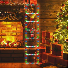 DAJASD LED Santa Claus Ladder Fairy Lights, 1.5 m Santa on Ladder LED, 8 Modes Climbing Santa Claus Outdoor, Christmas Lighting for Indoor Outdoor Christmas Tree Christmas Decoration