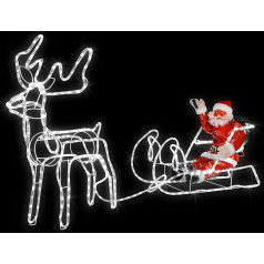 Pridea Christmas Decoration 432 LEDs Warm White LED Figures Christmas Lighting Outdoor & Indoor Santa Claus with Reindeer Sleigh Decorative Sleigh Light Reindeer Light Decoration Christmas