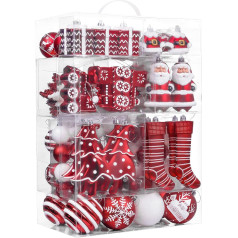 Valery Madelyn Christmas Bauble Ornaments 155k Traditional Red White Shatterproof Assorted Christmas Tree Ornaments Value Pack Ziemassvētku rotājumiem