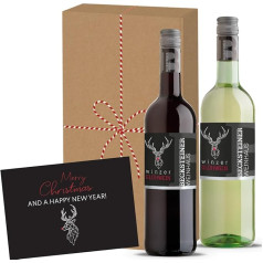 Glühwein Geschenkset mit 2x Becksteiner Winzer Wein (rot & weiß), Weihnachtskarte und Geschenkbox