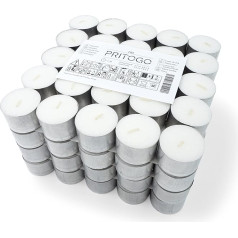 Pritogo Tea Lights White in Aluminium Case Diameter 3.8 x 2.5 cm Soot Free Burning Time 8 Hours (Pack of 600)