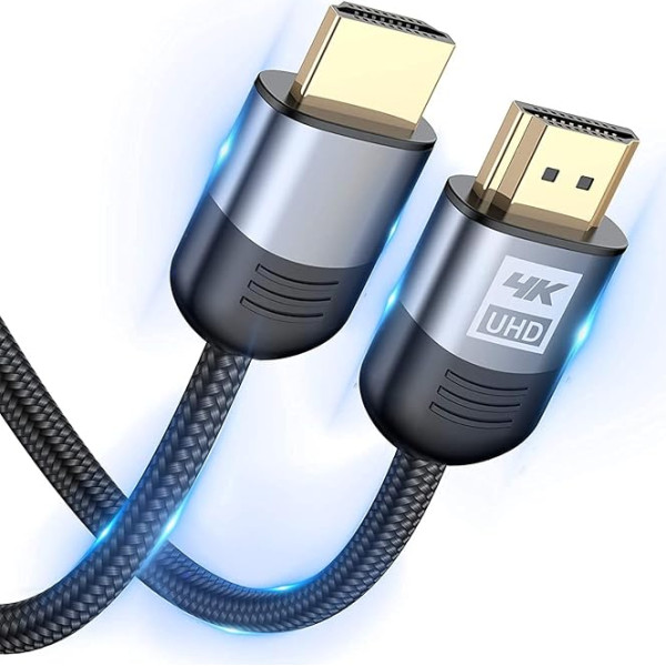 AviBrex HDMI kabelis 6M, 4K HDMI kabelis @ 60Hz, 18Gbps, ātrgaitas 2.0 HDMI kabelis, neilona pinums, zeltīti savienotāji ar Ethernet/Audio atgriezenisko kanālu, saderīgs ar video 4K UHD 2160p