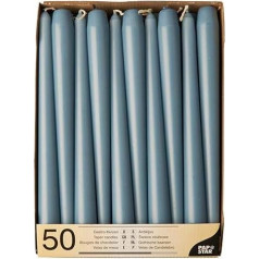 Papstar 88342 Tapered Candles, Diameter 2.2 cm, 25 cm, Arctic Blue, Pack of 50