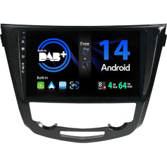 SXAUTO Iebūvēts DAB Android 14 IPS auto radio Nissan X-Trail Qashqai J11 Rouge (2014-2018) - Iebūvēts Carplay/Android Car - Kamera + MIC - 4G + 64G - 360-CAM SWC Fast-Boot WiFi - 2 DIN 10,1 collu