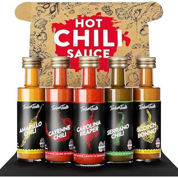 TIMBER TASTE® BBQ Sauce Geschenkset [5 x 40 ml] | Krāsu BBQ mērces komplekts | Leckere Soßen Geschenkbox | Geschenke für Männer & Frauen | Gewürzgläser Geschenkset Geburtstag | Mitbringsel als Gastgeschenk