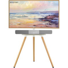 ECOTINY TV statīvs 40 līdz 65 collu LCD LED OLED ekrānam ar svaru līdz 35 kg, regulējams augstums un grozāms, pārnēsājams koka TV statīvs ar koka paplāti, maksimālais VESA 400 x 400 mm, melns valriekstu koks