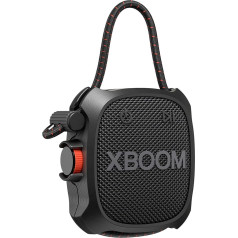 LG Xboom Go XG2TBK, augstas jaudas skaļrunis, Bluetooth, jaudīgi basi, IP67 ūdensizturīgs un putekļu izturīgs, militāra izturība, DJ funkcijas, karaoke, pielāgojams apgaismojums, melns