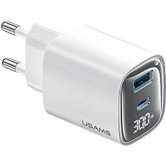 30w rezultātā USB + USB-C cc229 ātrs lādētājs balts