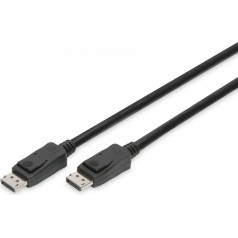 Displayport savienojuma kabelis ar fiksatoriem 8k 30hz uhd tipa dp/dp m/m melns 2m