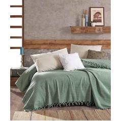 BOHORIA® Gultas pārklājs ar vafeļu izskatu, īpaši liels, 200 x 220 cm | 100% kokvilna | pārklājs dīvānam, krēslam un gultai | Mīļa sega, dīvāna sega, vilnas sega (The Urban Loft)