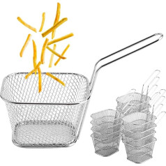 PRITOK 12 frī kartupeļu grozi, sudraba čipsu grozi, mini fritēšanas grozi ar rokturi, fritēšanas grozi frī kartupeļu, garneļu, sīpolu gredzenu servēšanai