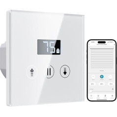 ALLEVOI Vieds rullo slēdžu slēdžs ar procentu funkciju, slēdžu slēdžs ar LCD ekrānu, pārslēdzamas LED gaismas diodes/nepieciešams neitrāls vads, saderīgs ar Alexa/Google Assistant 80 x 80 mm