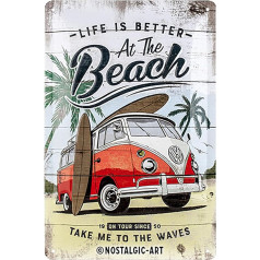 Nostalgic Art 22277 VW Bulli Vintage Beach Retro Skārda zīme | Sienas plāksne | Sienas dekorēšana | Metāls | 20 x 30 cm, 20 x 30 x 0,2 cm