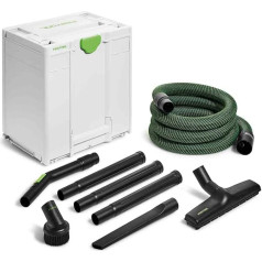 Festool Craftsman tīrīšanas komplekts RS-HW D 36-Plus (ar rokas cauruli, grīdas sprauslu, pagarinātāju, spraugas sprauslu, sūkšanas birsti, sūkšanas šļūteni) iepakojumā