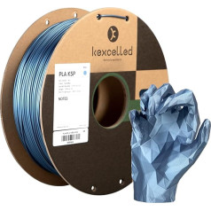 kexcelled PLA Metallic 1,75 mm, Silk Metal 3D drukāšanas filaments PLA +/- 0,03 mm, metāla virsma, kartona caurule, 1 kg spole, spīdīgs, FDM printeriem, zils