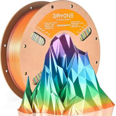 ERYONE Ultra Shiny Silk PLA filaments 3D printeriem, PLA filaments 1,75 mm, +/- 0,03 mm, 1 kg 1 spole, daudzkrāsains Rainbow Fast Color Gradient Silk, Mountain Mirage Rainbow