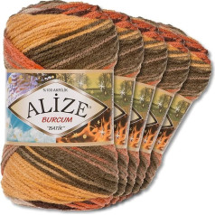 Alize 5 x 100 g Burcum Batik Premium Wool 100% akrils | 29 krāsas Krāsu gradienta akcenti tamborēšana, adīšana, adījumi (6060)