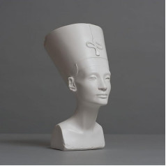 Nefertiti skulptūra no augstas kvalitātes zellāna, roku darbs, ražota Vācijā, krūšutēls baltā krāsā, 18 cm