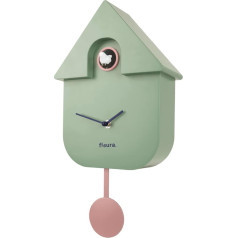FISURA - Sienas pulkstenis ar kukaini Oriģināls dāvanu sienas pulkstenis 3 AA baterijas nav iekļautas Izmēri: 21,5 x 8 x 41,5 cm ABS plastmasa (piparmētra)