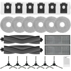 Nuo desire 23 gab. piederumu komplekts Dreame L10s Pro Ultra Heat, rezerves daļas Dreame L10 Ultra Complete, ar 2 x galvenajām birstēm, 2 x filtriem, 6 x malu birstēm, 6 x drānām, 6 x putekļu maisiņiem, 1 x