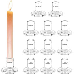 Glass Candle Holder, Clear Taper Candle Holder, Small Candle Holder for Taper Candles, Taper Candles, Glass Candle Holder for Table Decoration, Christmas, Wedding and Advent