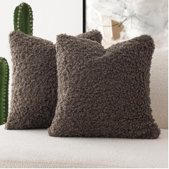 Foindtower 2 Pack Teddy Faux Fur Cushion Cover, декоративная подушка из шерпы, пушистый акцент, мягкая подушка из овечьего меха для кровати, дивана, гостиной, 18 x 