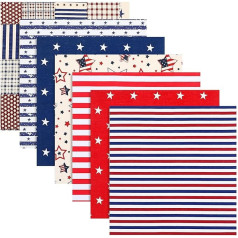 VILLCASE Patriotiskās kokvilnas auduma saišķi Amerikas karoga kokvilnas audums Patriotiskās zvaigznes un svītras auduma apdruka Quilting auduma pakete DIY šūšanai Patchwork 7 gabali