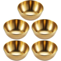 DOITOOL 5 nerūsējošā tērauda mērcējamo bļodu iepakojums Apaļas garšvielu bļodas Sushi Dip Bowl Saucers Bowl Mini uzkodu plate Spice Dish Saucer Plate Gold