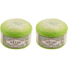 2 x 250 g Alize Bella Batik Ombre adāmadatu vilnas krāsu gradients, 500 g adāmadatu dzijas, 100% kokvilna, krāsu gradients vilna (kivi 7412)